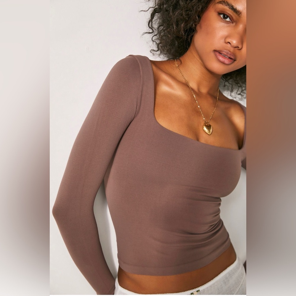 Free People TAN Clean Lines Long Sleeve
